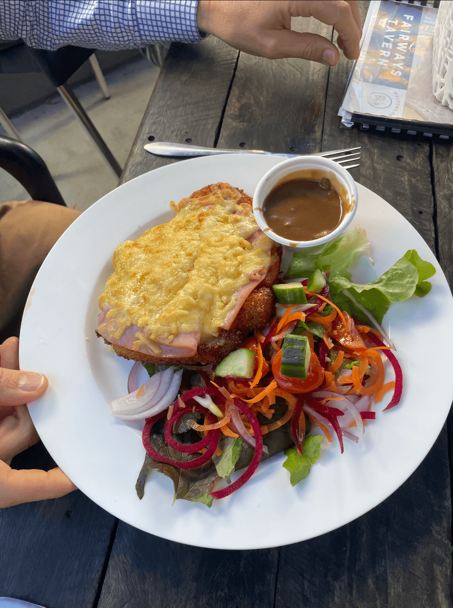 Chicken parmi from Fairways Tavern