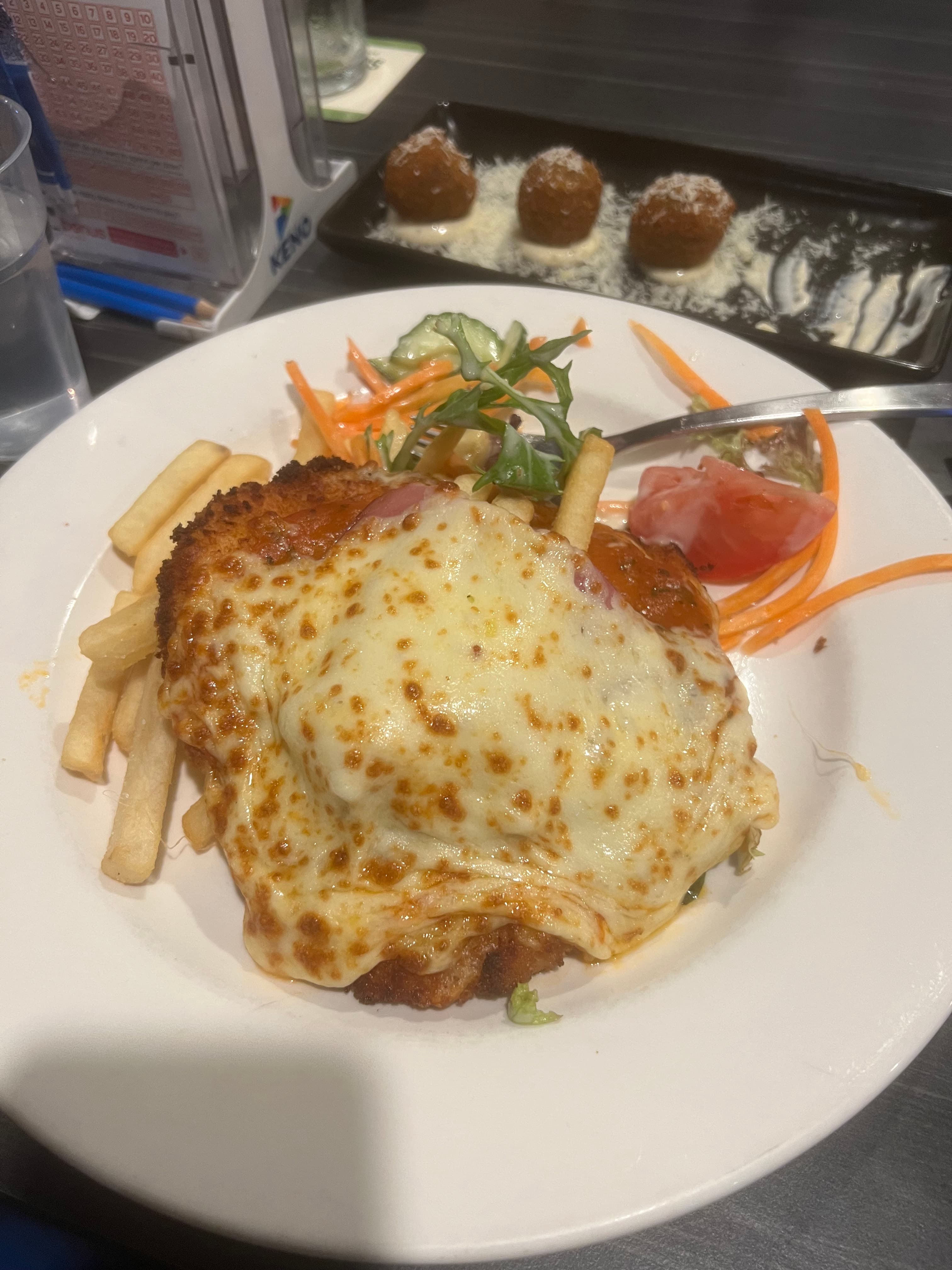 Chicken parmi from Duporth Tavern