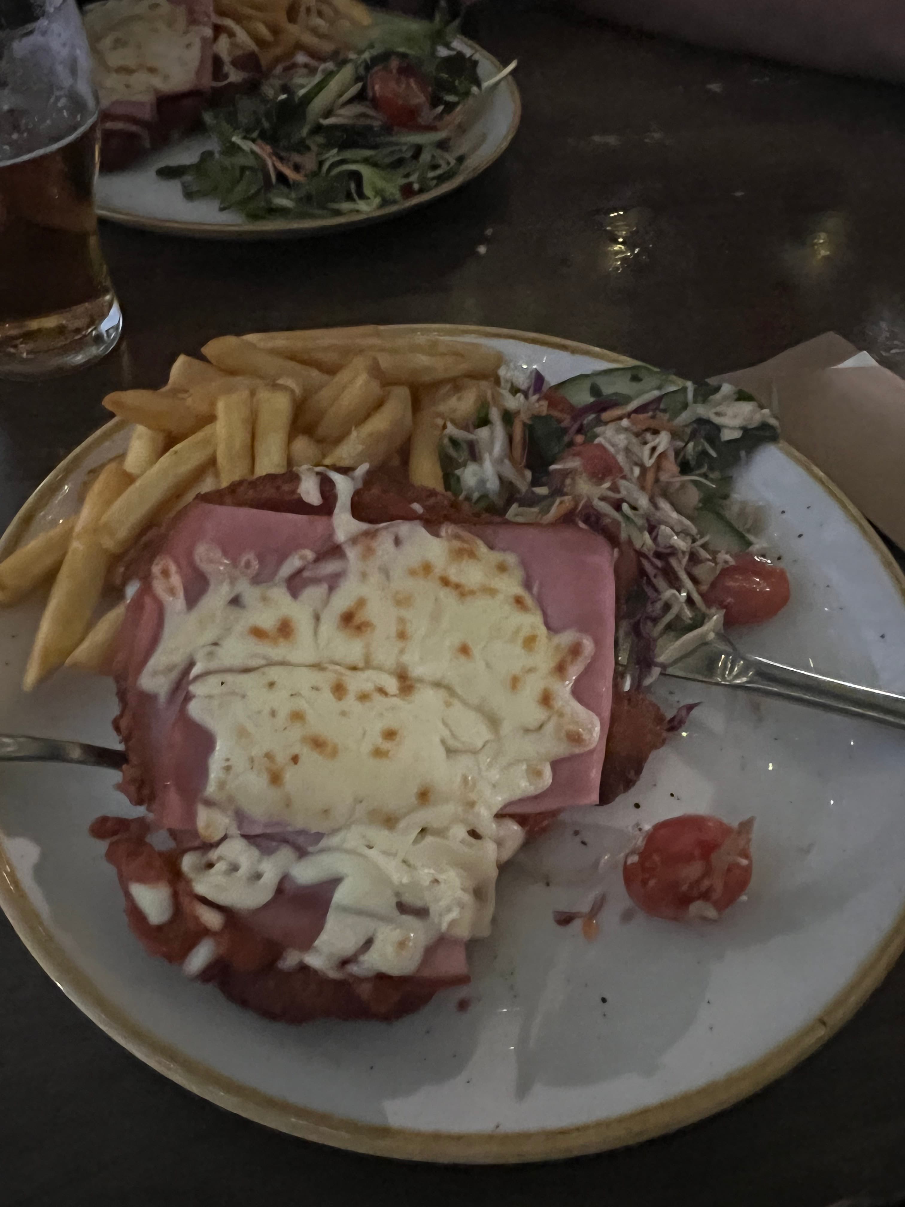 Chicken parmi from Samford Hotel