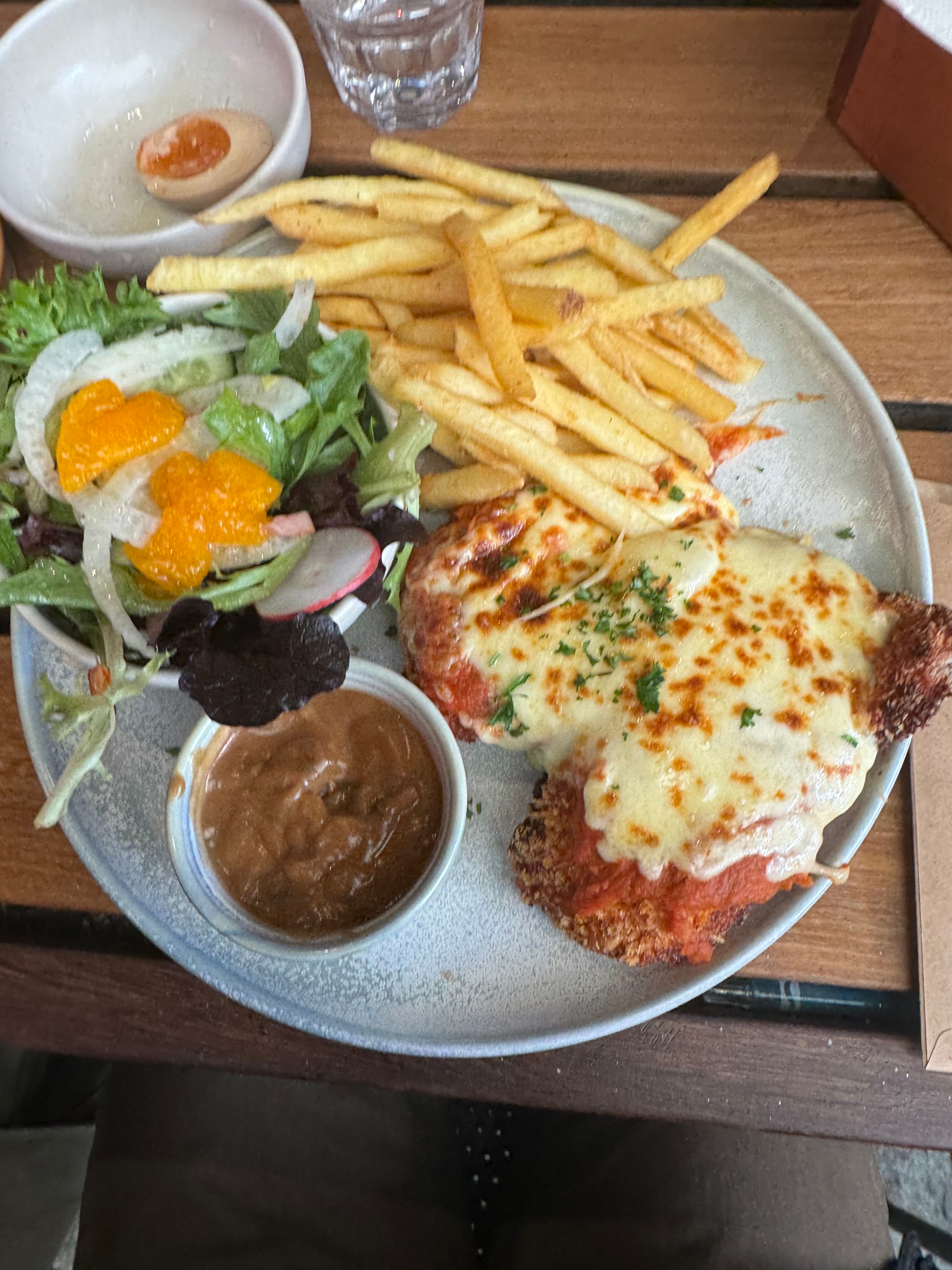 Chicken parmi from The Feathers Hotel