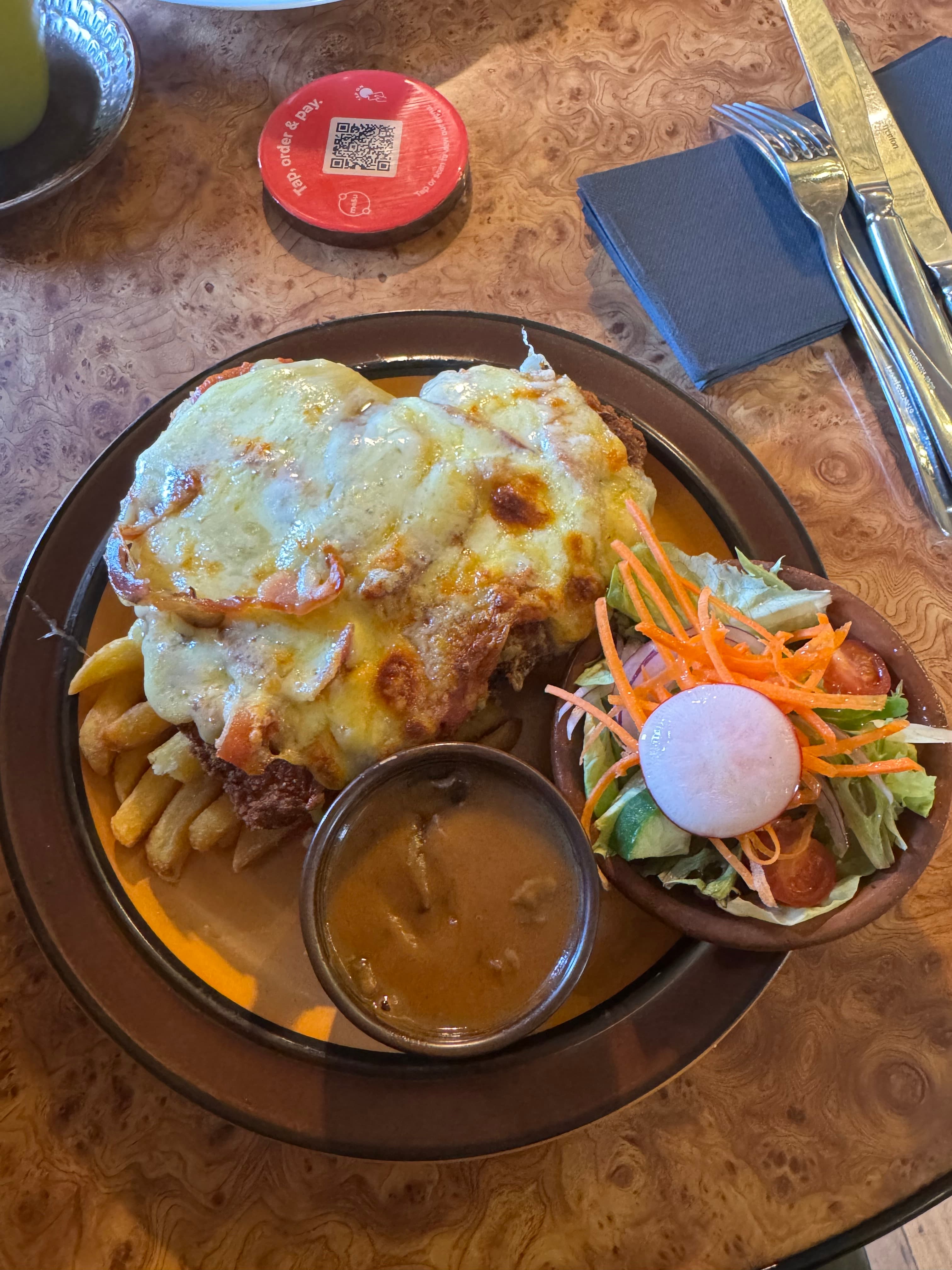 Chicken parmi from Uraidla Hotel